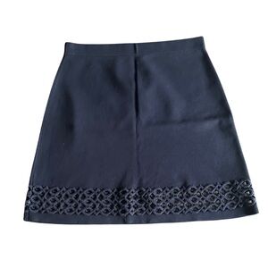 Ann Taylor A-Line Skirt Women’s Size Large Navy Stretch Eyelet Hem 22”